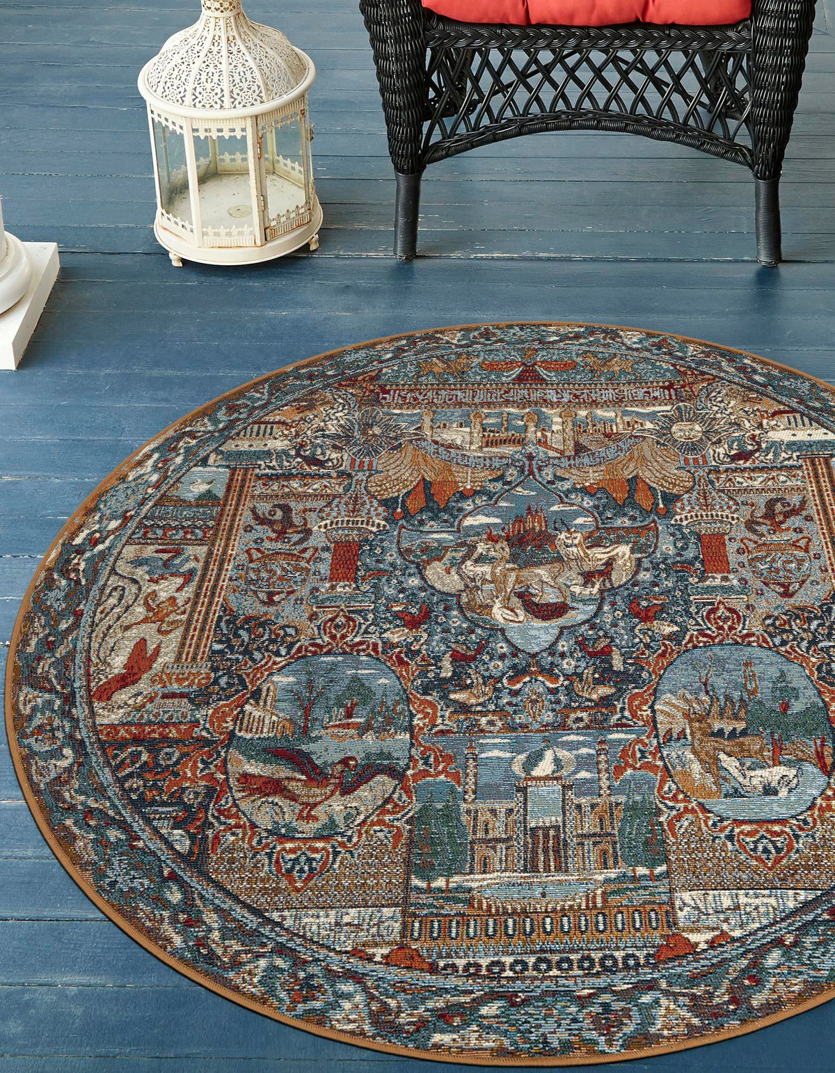 Patio Elegance Collection Area Rug -  Oasis Round Multi  lifestyle 34