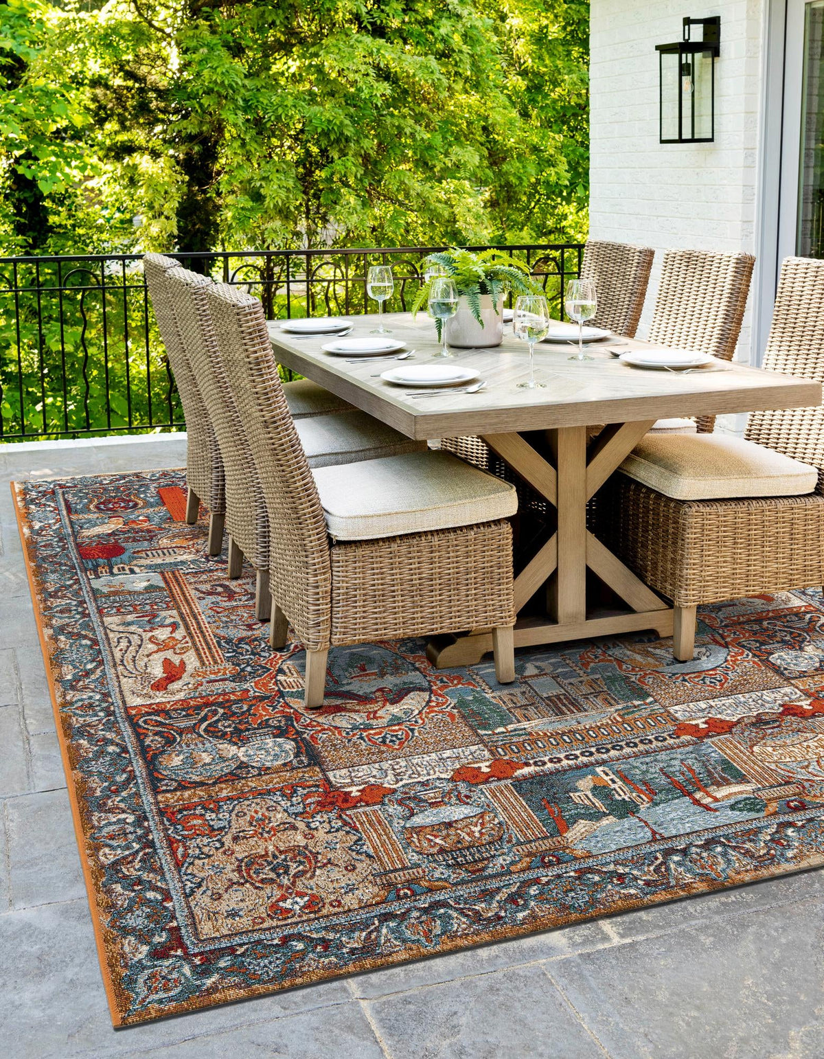 Patio Heritage Collection Area Rug -  Oasis Rectangle Multi  lifestyle 6
