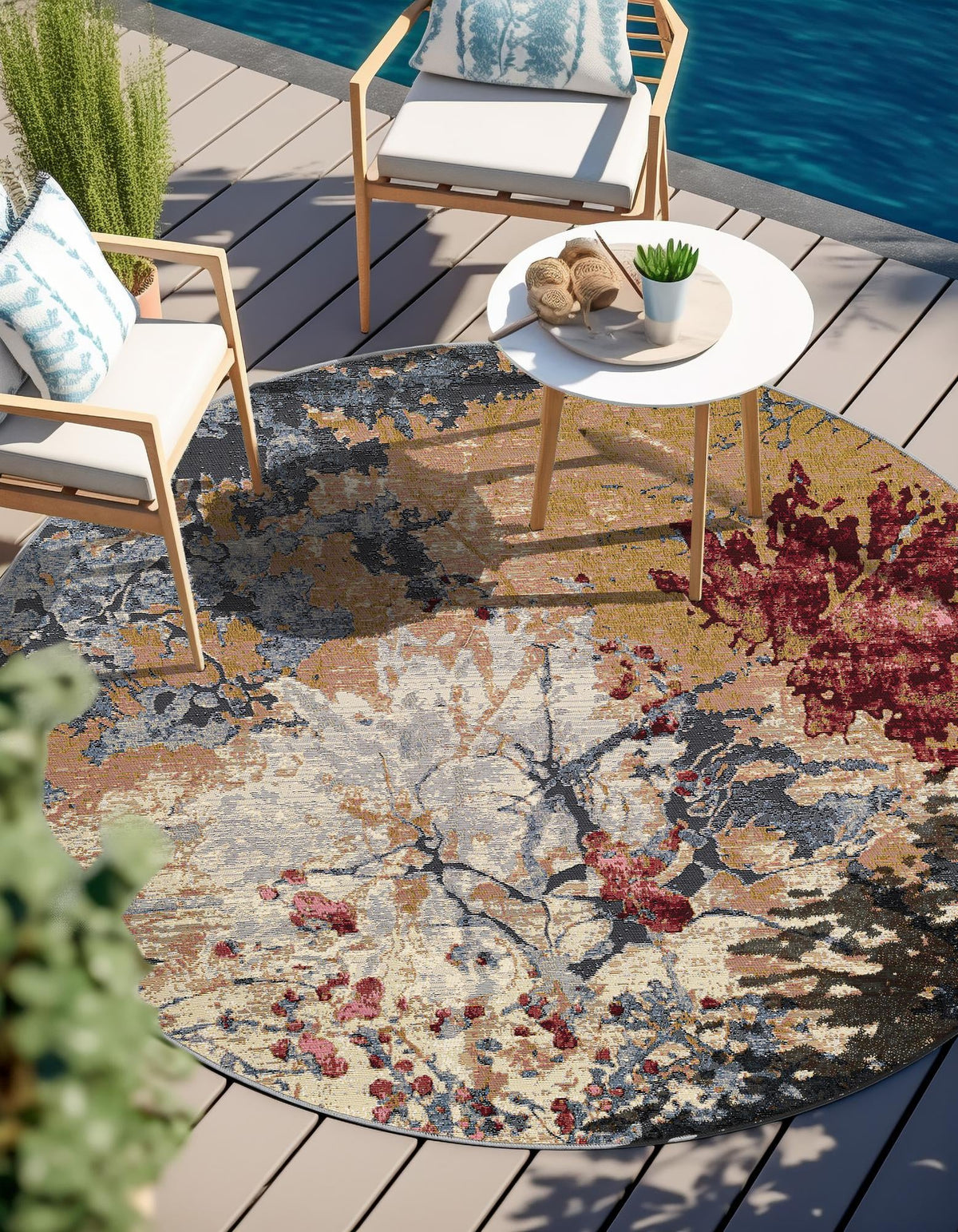 Urban Terrace Collection Area Rug -  Alcove Round Multi  lifestyle 32