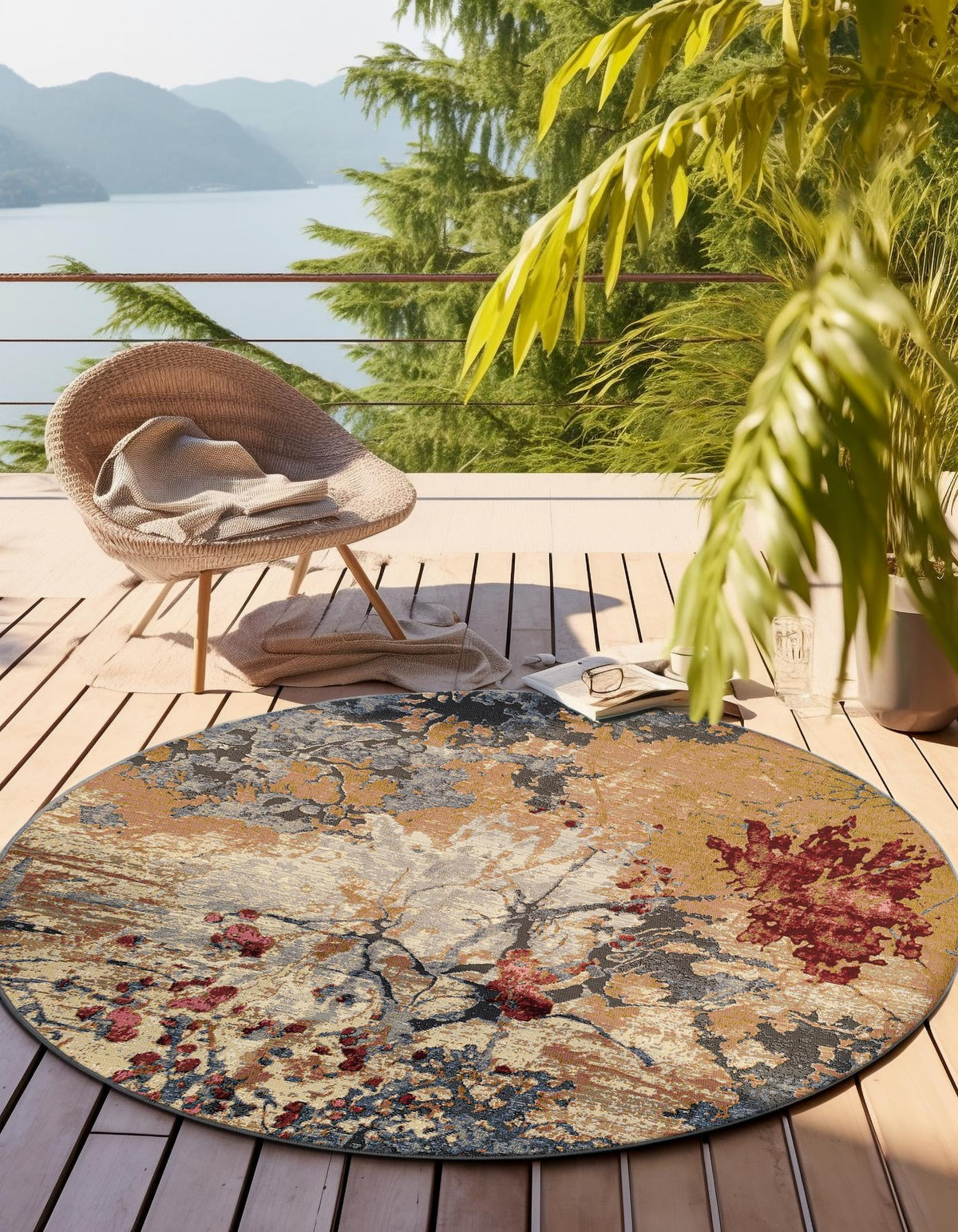 Urban Terrace Collection Area Rug -  Alcove Round Multi  lifestyle 41