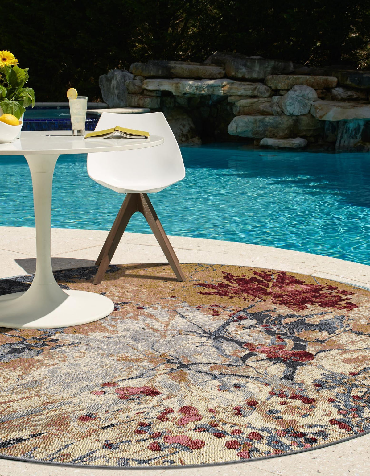 Urban Terrace Collection Area Rug -  Alcove Round Multi  lifestyle 50