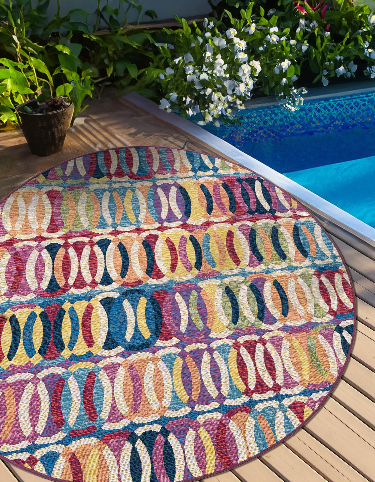 Urban Terrace Collection Area Rug -  Boardwalk Round Multi  lifestyle 35