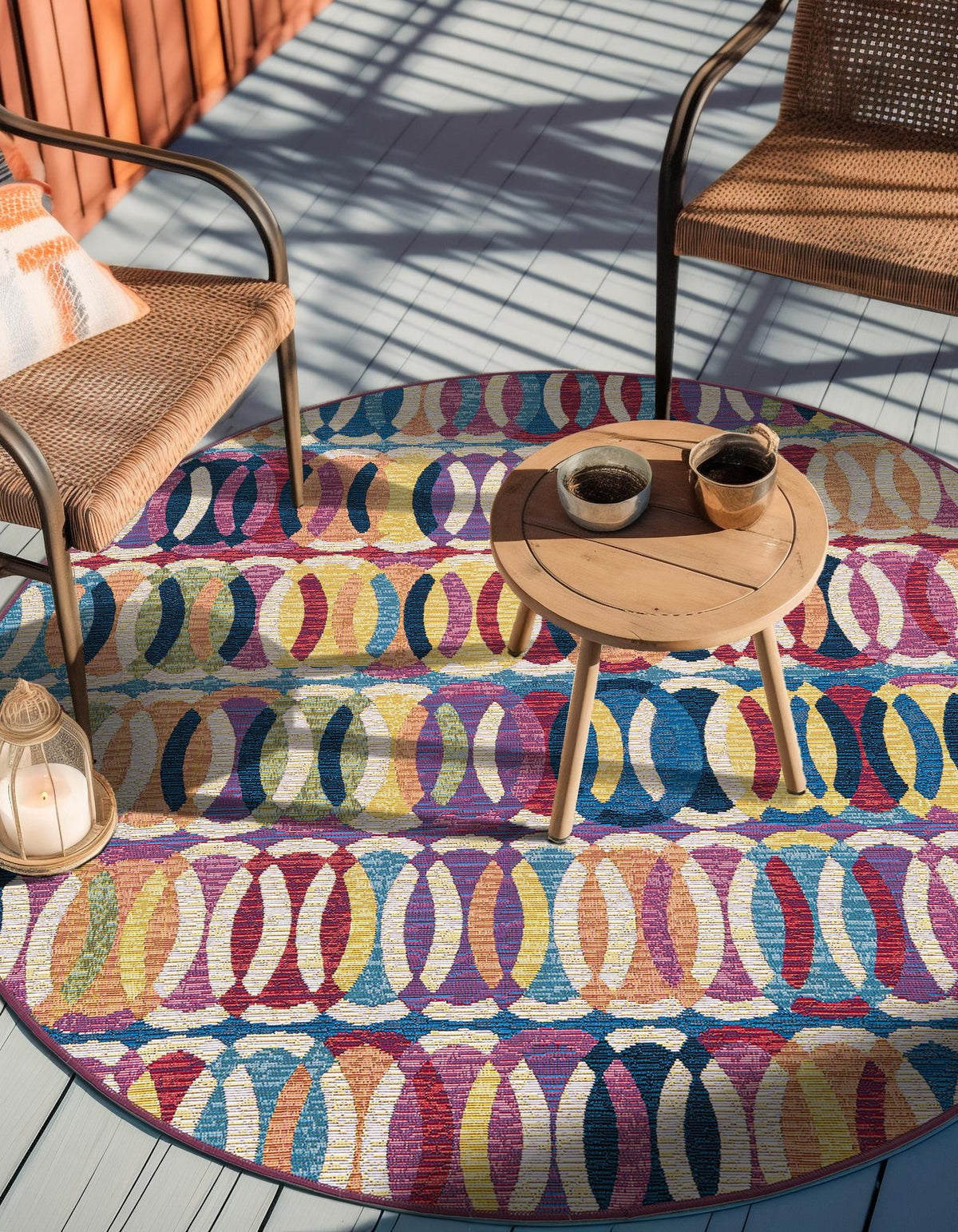 Urban Terrace Collection Area Rug -  Boardwalk Round Multi  lifestyle 41