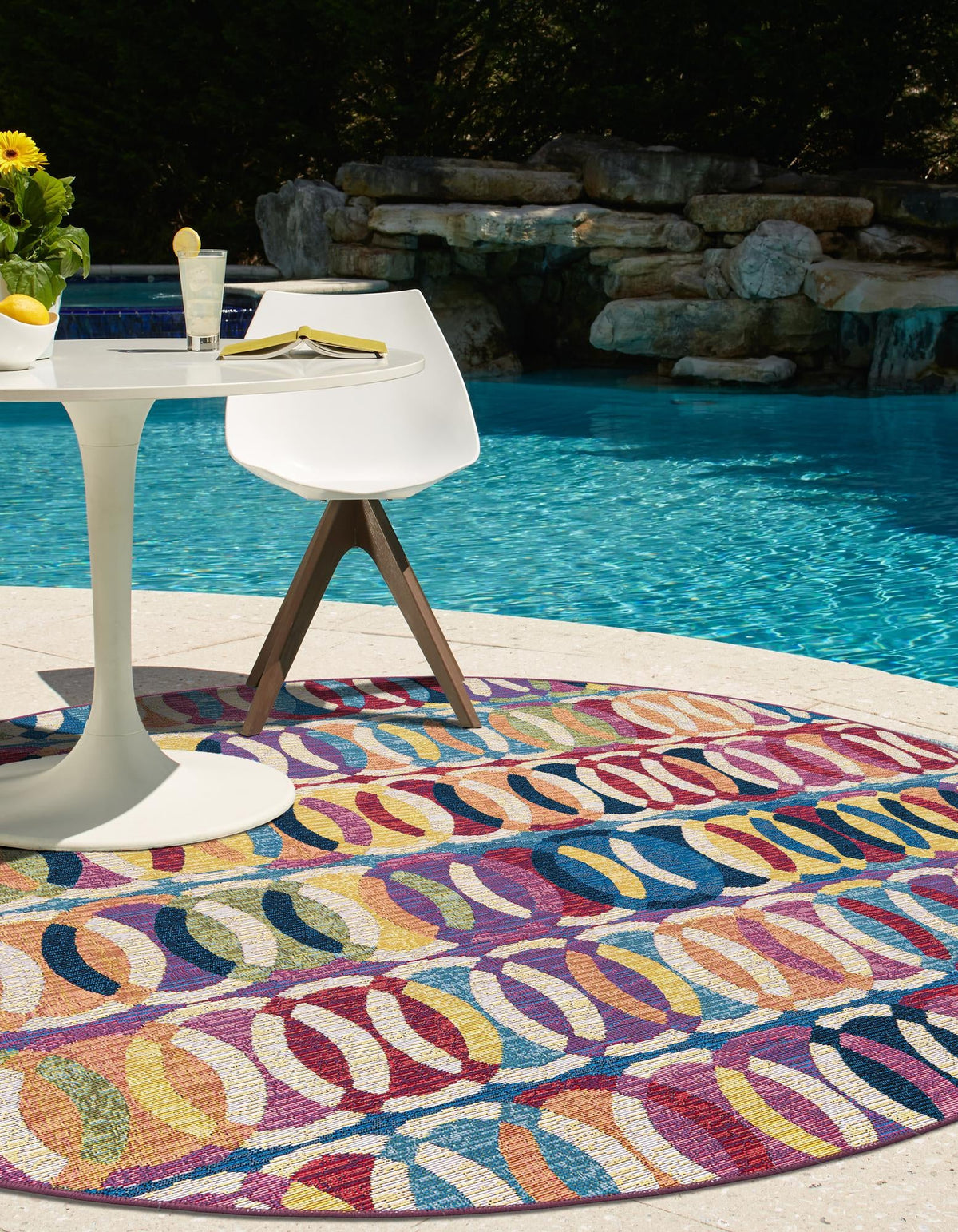 Urban Terrace Collection Area Rug -  Boardwalk Round Multi  lifestyle 44
