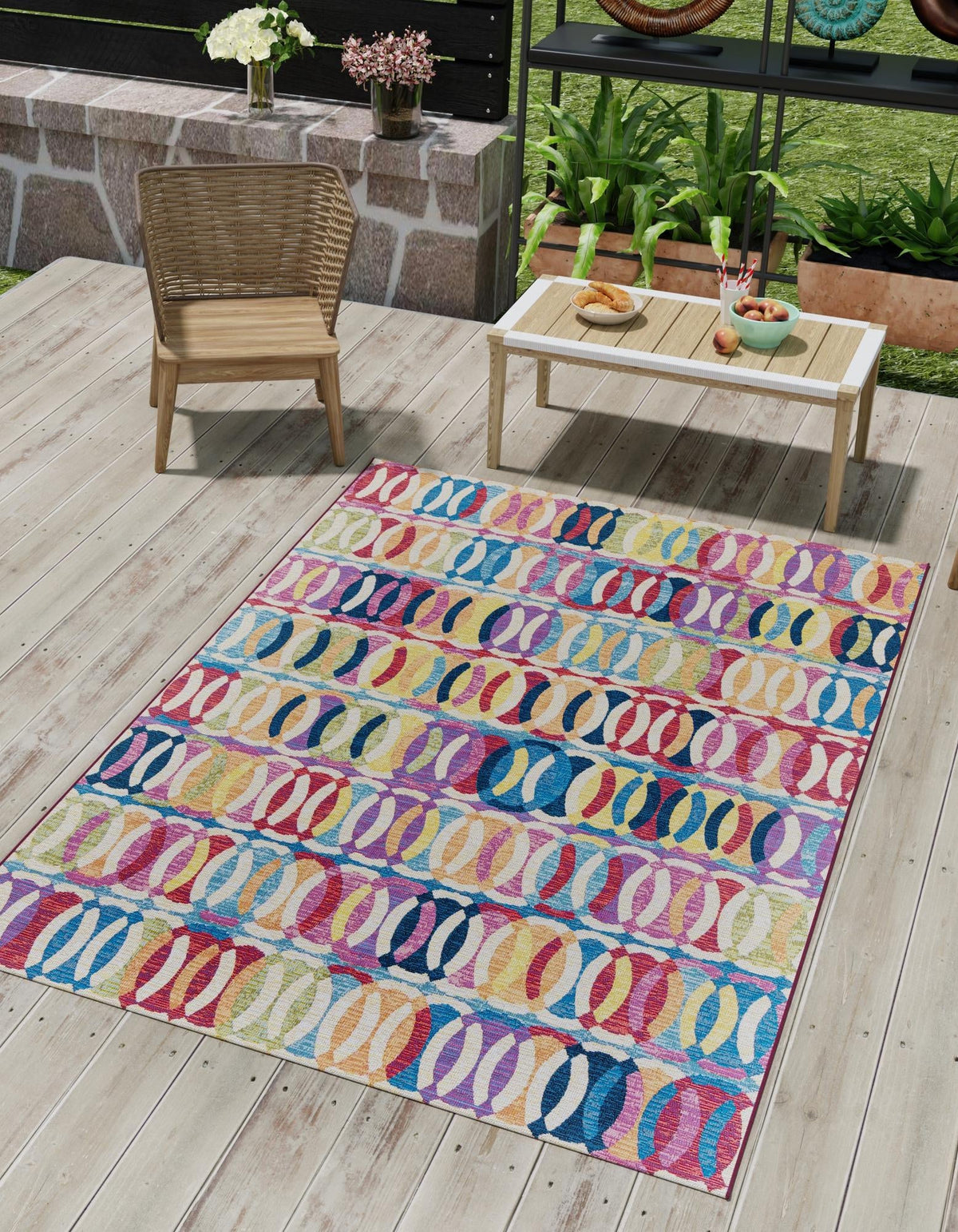 Urban Terrace Collection Area Rug -  Boardwalk Rectangle Multi  lifestyle 2