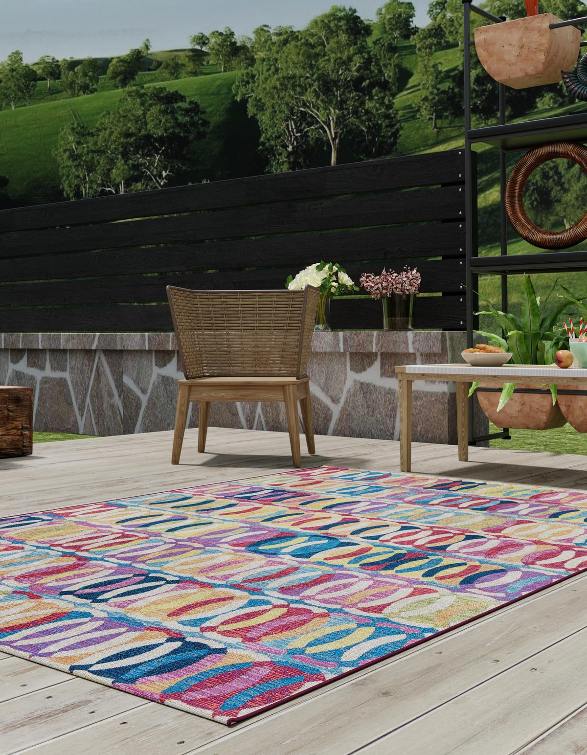 Urban Terrace Collection Area Rug -  Boardwalk Rectangle Multi  lifestyle 3