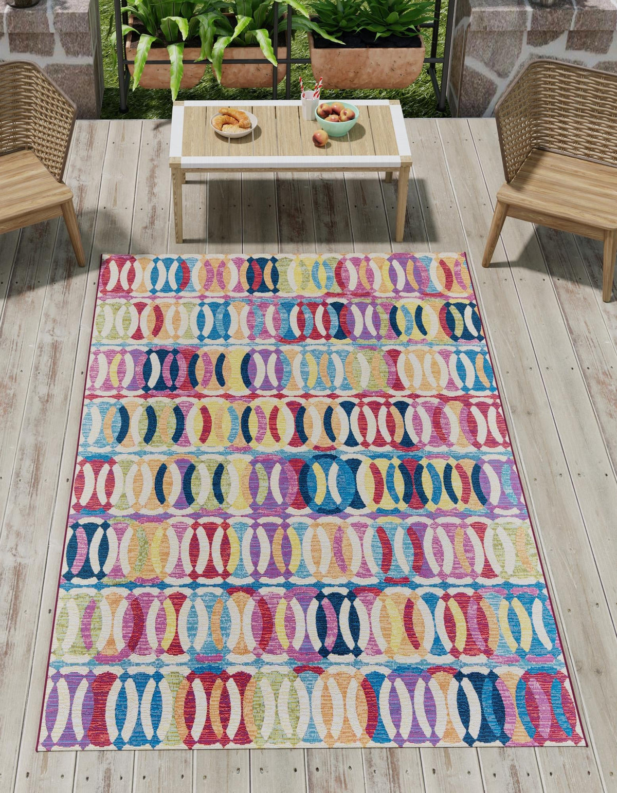 Urban Terrace Collection Area Rug -  Boardwalk Rectangle Multi  lifestyle 4