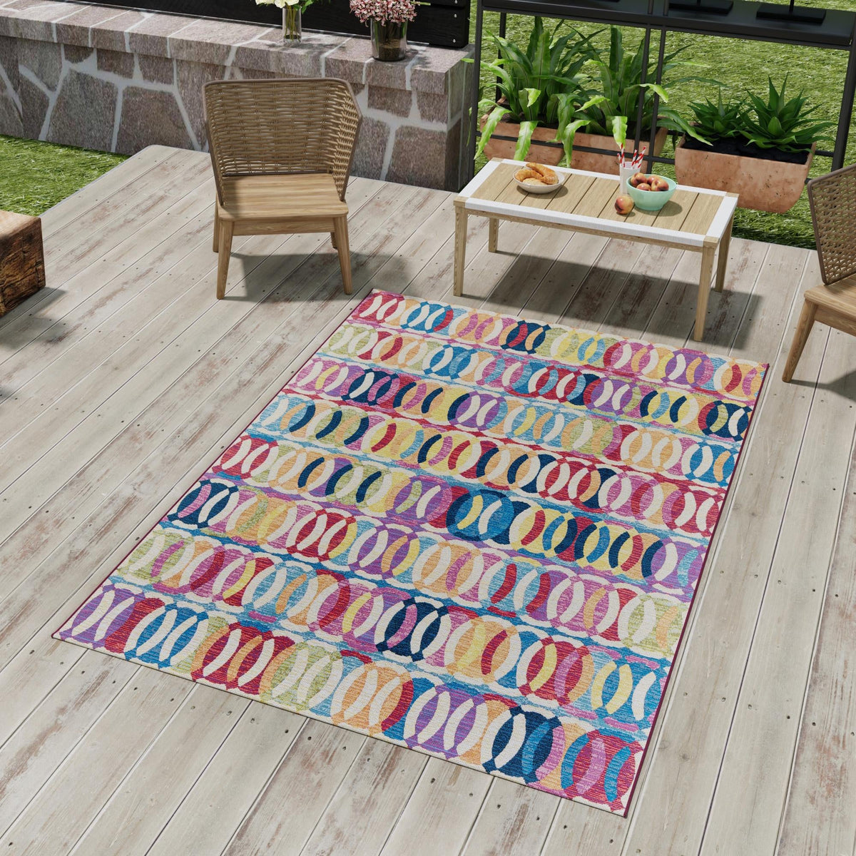 Urban Terrace Collection Area Rug -  Boardwalk Rectangle Multi  lifestyle 16