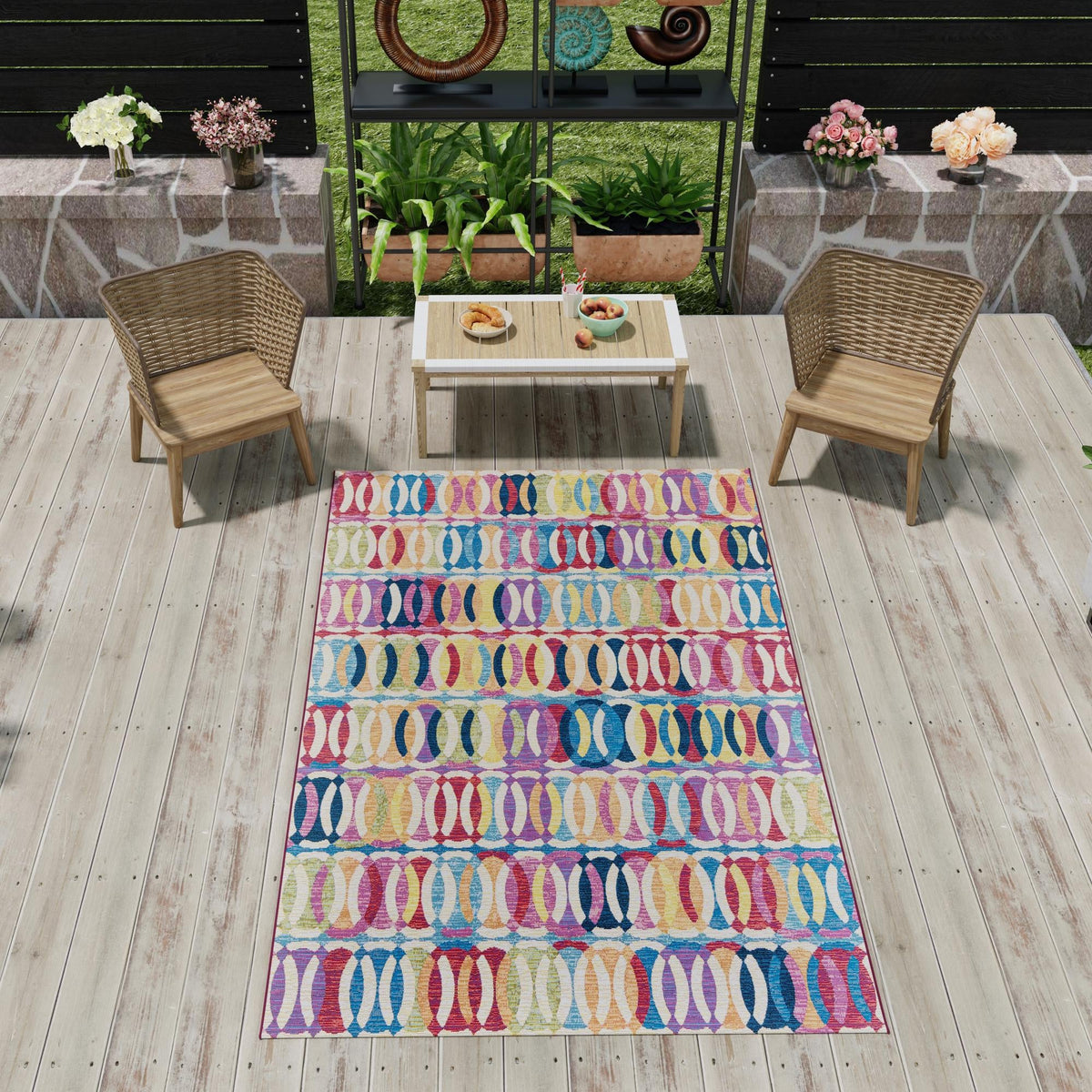 Urban Terrace Collection Area Rug -  Boardwalk Rectangle Multi  lifestyle 18