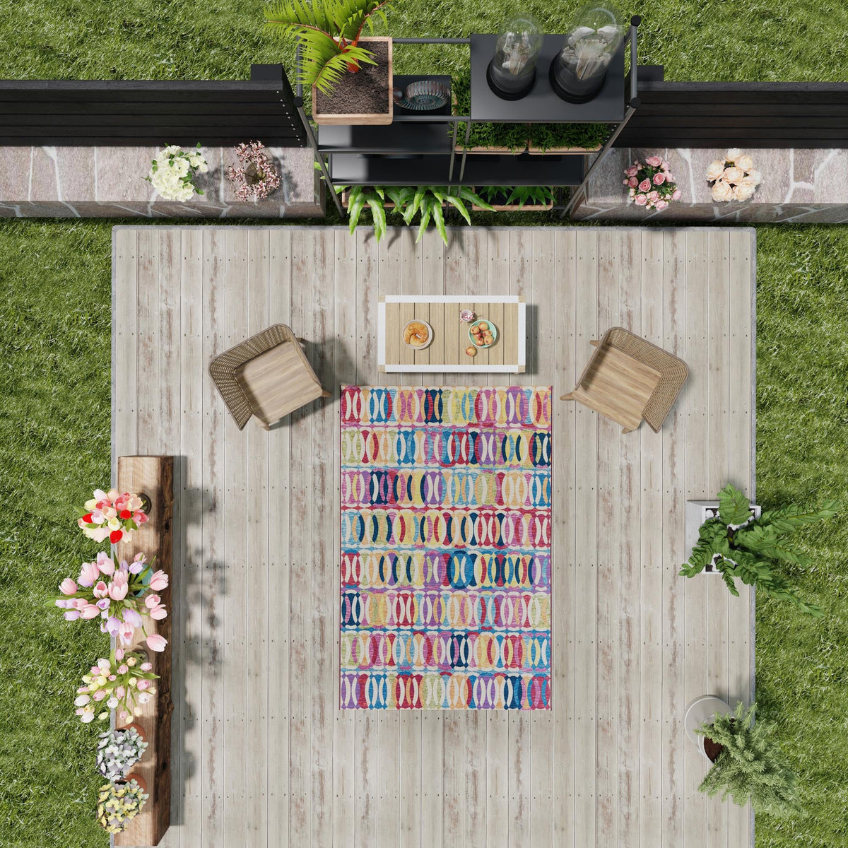 Urban Terrace Collection Area Rug -  Boardwalk Rectangle Multi  lifestyle 19