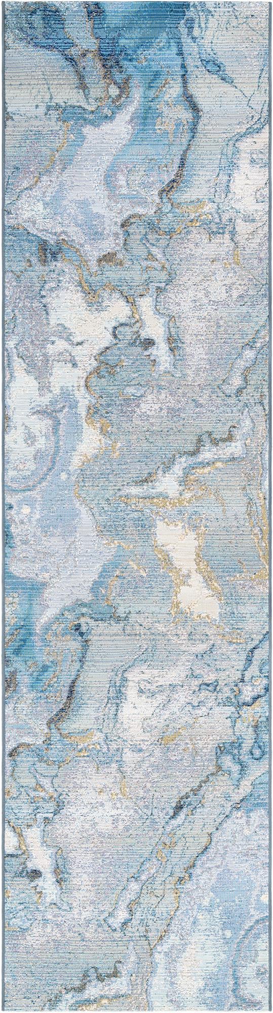 Urban Terrace Collection Area Rug -  Vertex Runner Blue and Ivory  lifestyle 21