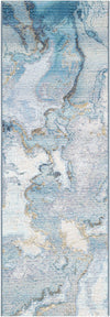 Urban Terrace Collection Area Rug -  Vertex Runner Blue and Ivory  lifestyle 48