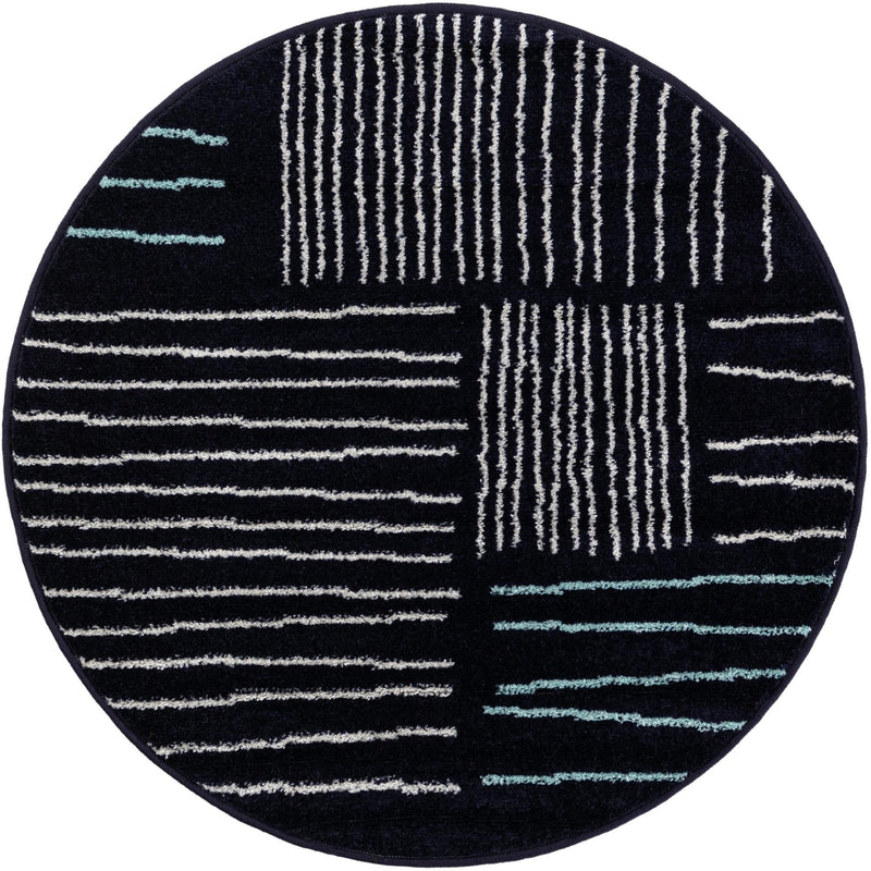 Charleston Elegance Collection Area Rug - Magnolia Round Navy Blue  lifestyle 81