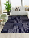 Charleston Elegance Collection Area Rug - Magnolia Rectangle Navy Blue  lifestyle 0