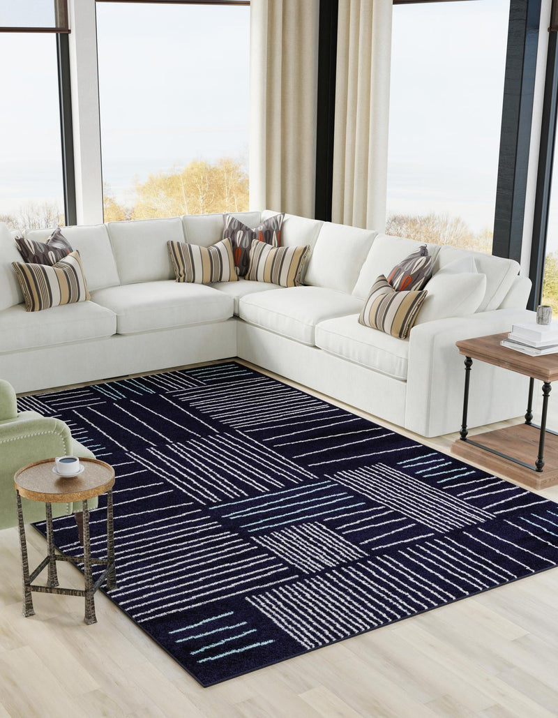Charleston Elegance Collection Area Rug - Magnolia Rectangle Navy Blue  lifestyle 2