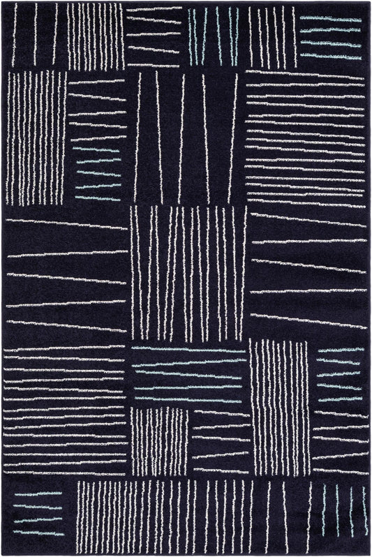 Charleston Elegance Collection Area Rug - Magnolia Rectangle Navy Blue Main