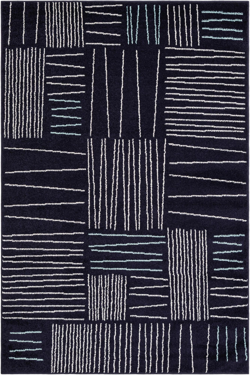 Charleston Elegance Collection Area Rug - Magnolia Rectangle Navy Blue Main