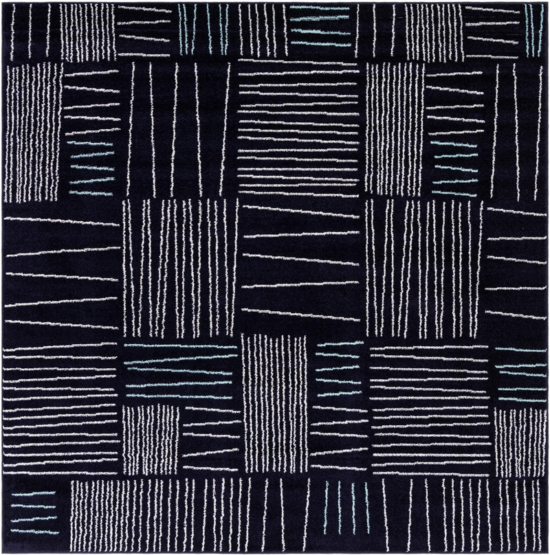 Charleston Elegance Collection Area Rug - Magnolia Square Navy Blue Main