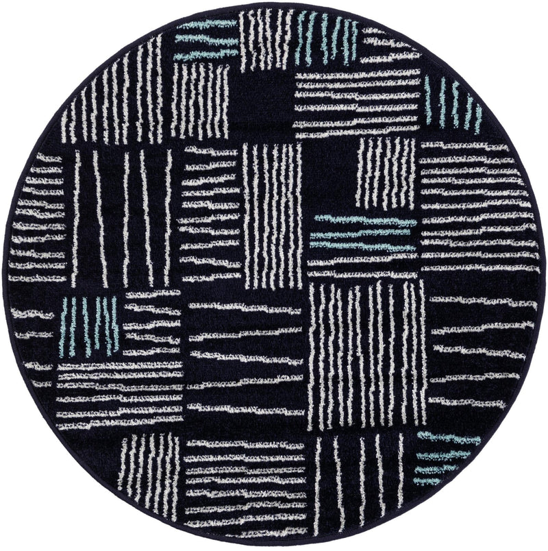 Charleston Elegance Collection Area Rug -  Palmetto Round Navy Blue  lifestyle 61