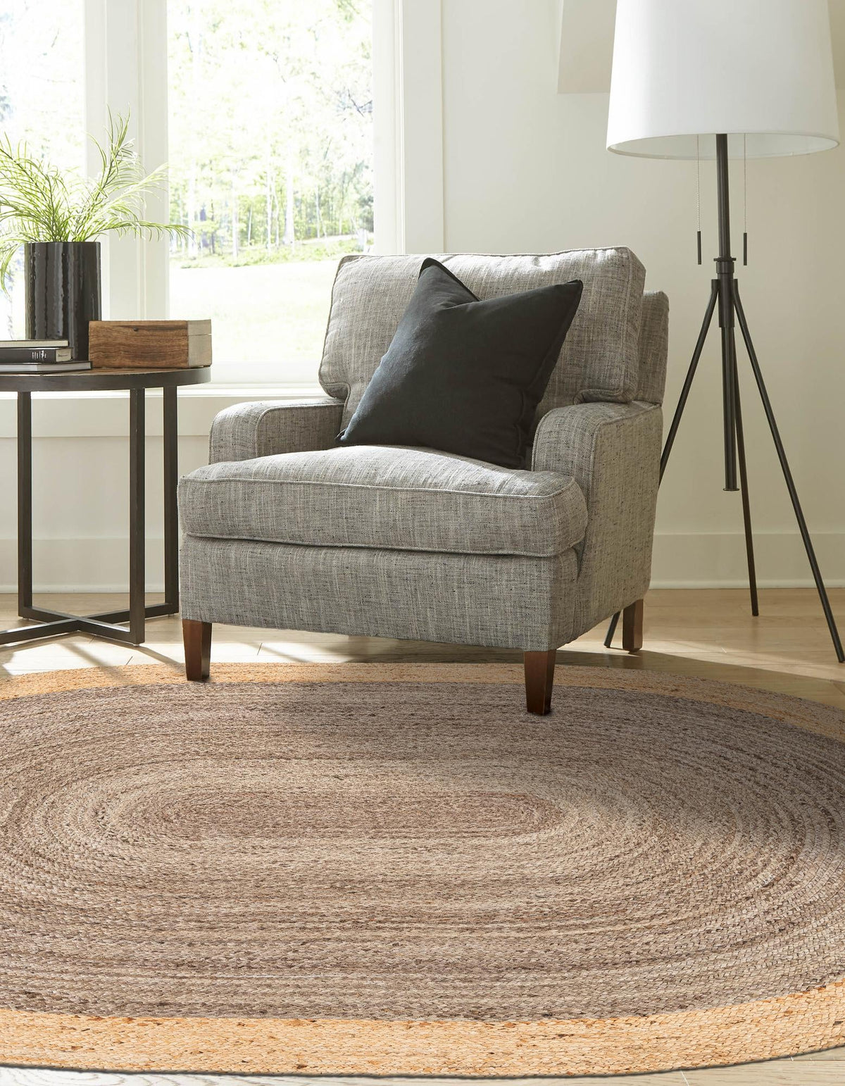 Woven Seaside Jute Collection Area Rug - Nantucket Oval Gray Brown  lifestyle 149