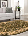 Isfahan Elegance Collection Area Rug - Naghsh-e Jahan (Green) Oval Green  lifestyle 63
