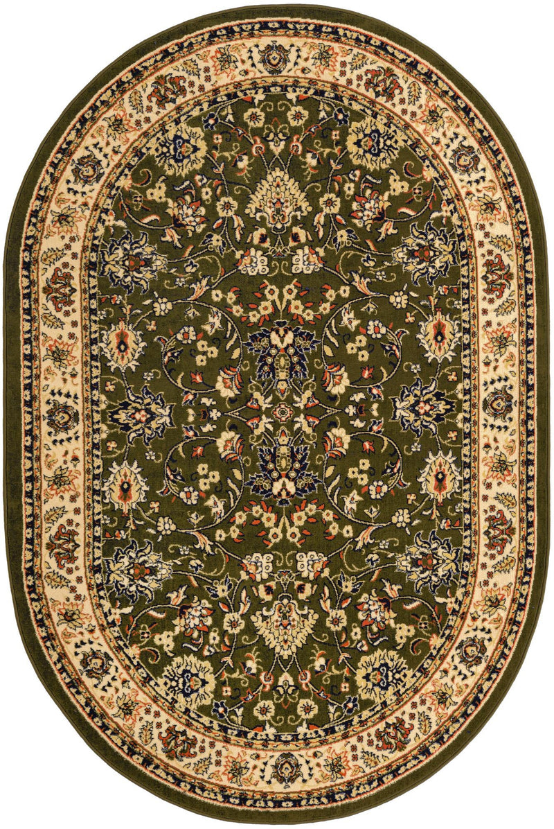 Isfahan Elegance Collection Area Rug - Naghsh-e Jahan (Green) Oval Green  lifestyle 71