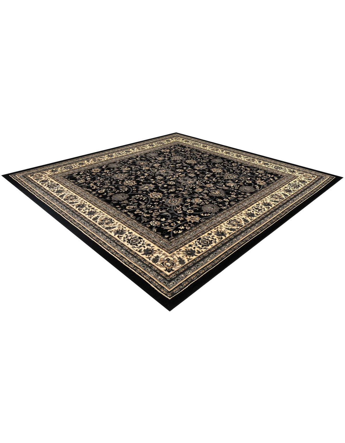 Isfahan Elegance Collection Area Rug - Naghsh-e Jahan (Black) Square Black  lifestyle 66