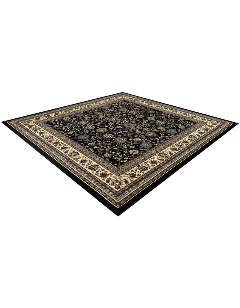 Isfahan Elegance Collection Area Rug - Naghsh-e Jahan (Black) Square Black  lifestyle 66