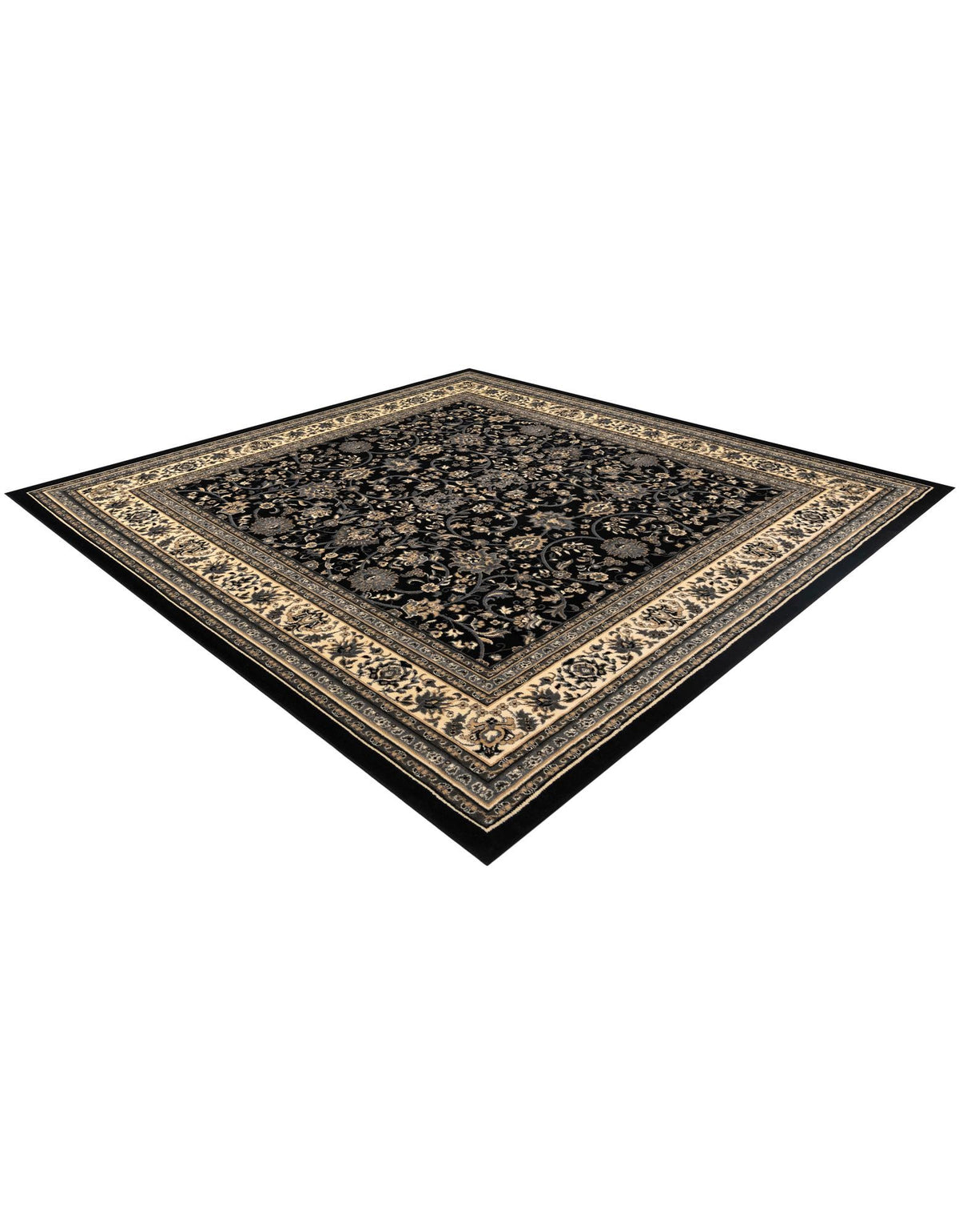 Isfahan Elegance Collection Area Rug - Naghsh-e Jahan (Black) Square Black  lifestyle 67