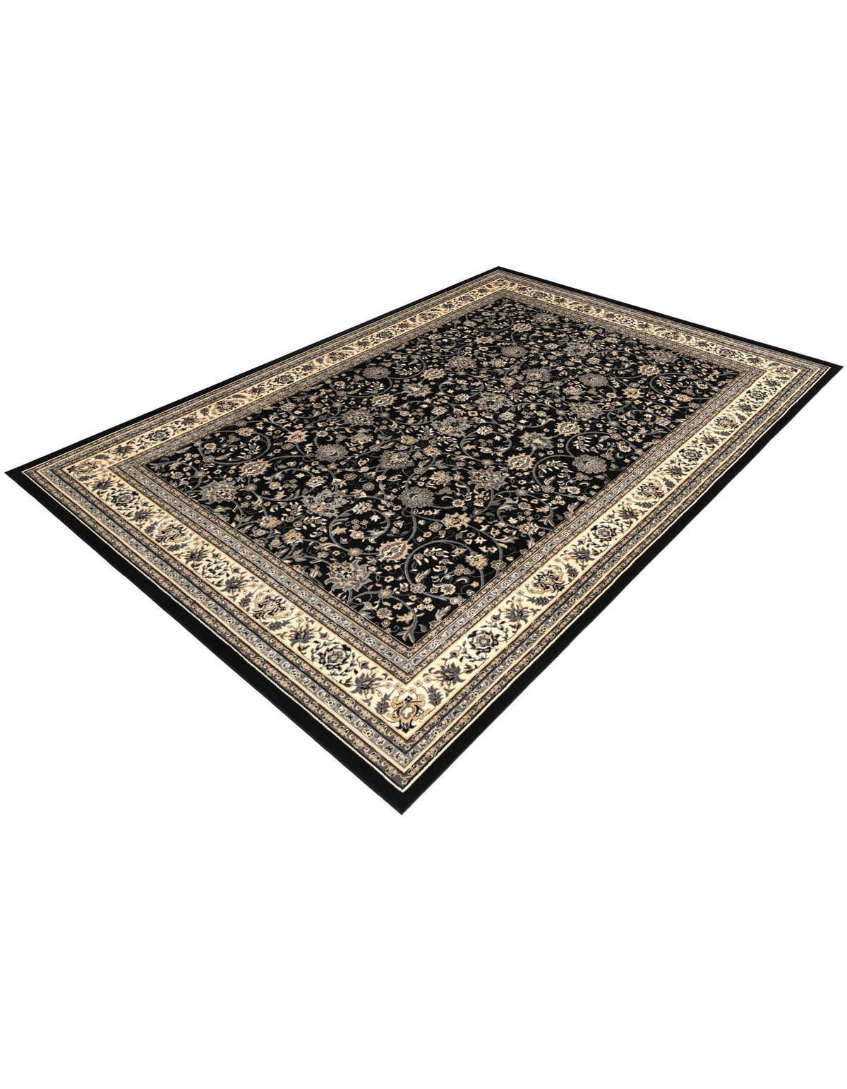 Isfahan Elegance Collection Area Rug - Naghsh-e Jahan (Black) Rectangle Black  lifestyle 25