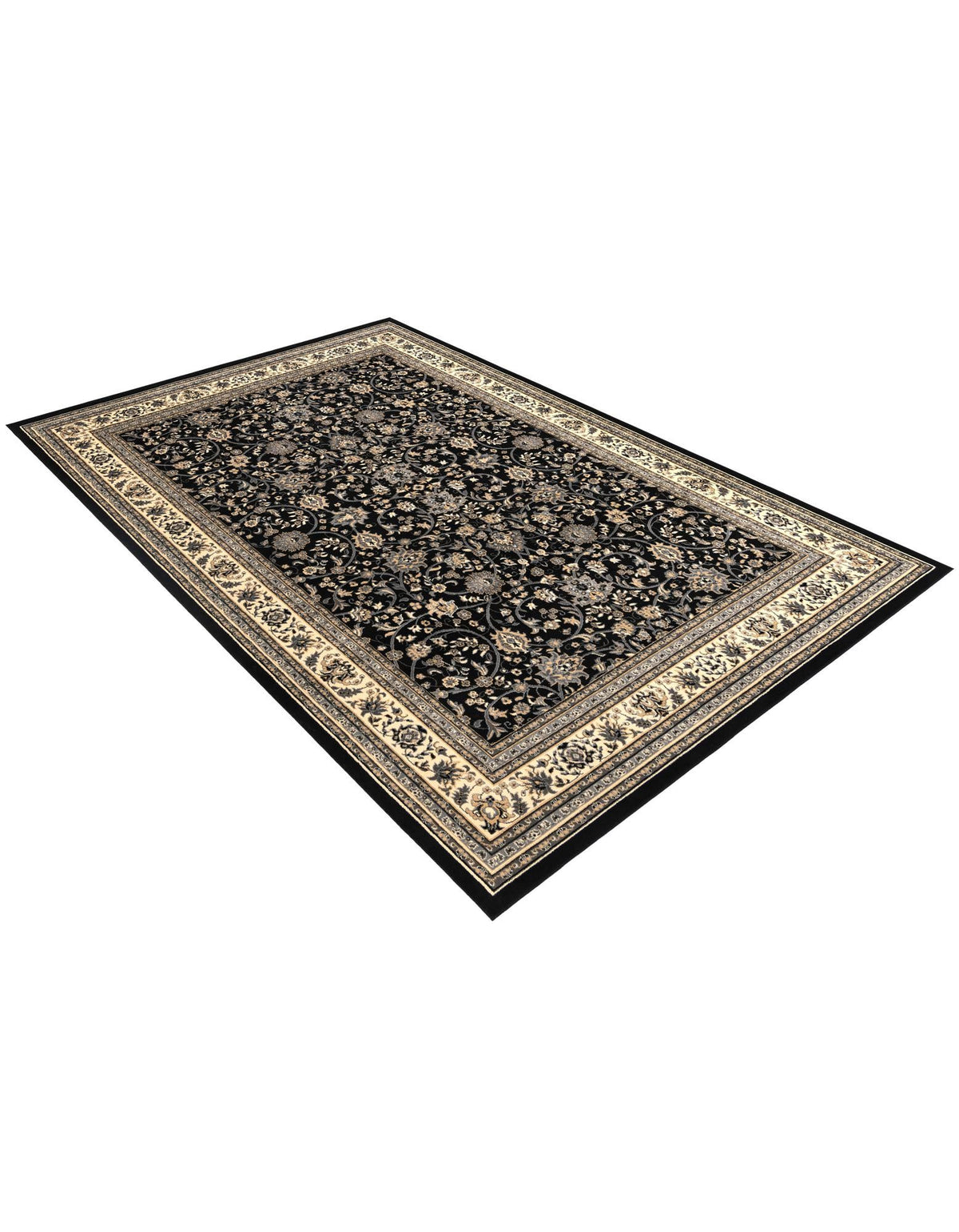Isfahan Elegance Collection Area Rug - Naghsh-e Jahan (Black) Rectangle Black  lifestyle 26