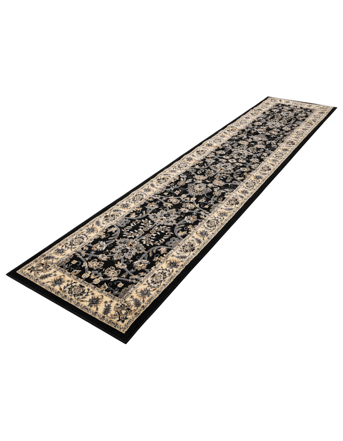 Isfahan Elegance Collection Area Rug - Naghsh-e Jahan (Black) Runner Black  lifestyle 60