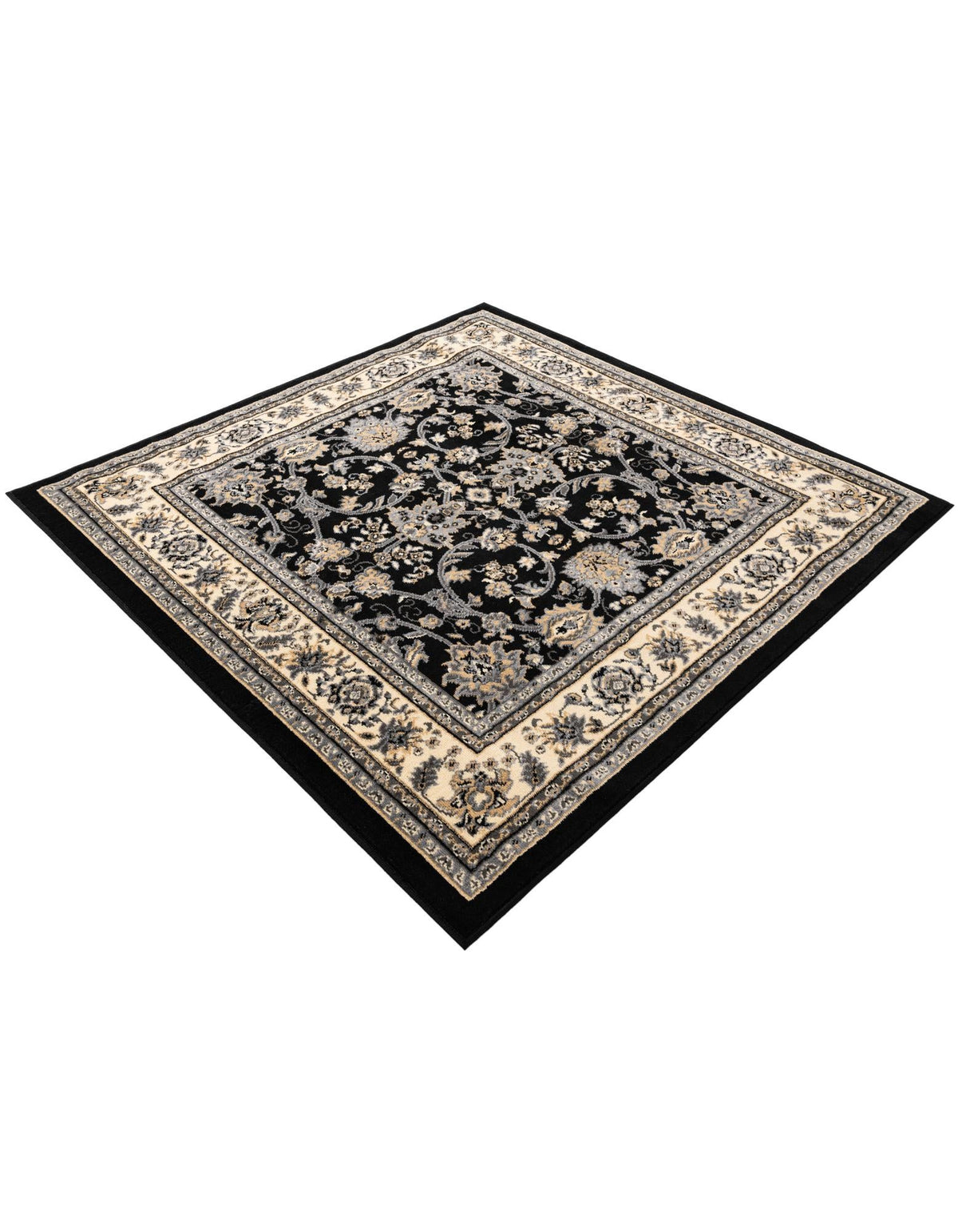 Isfahan Elegance Collection Area Rug - Naghsh-e Jahan (Black) Square Black  lifestyle 68