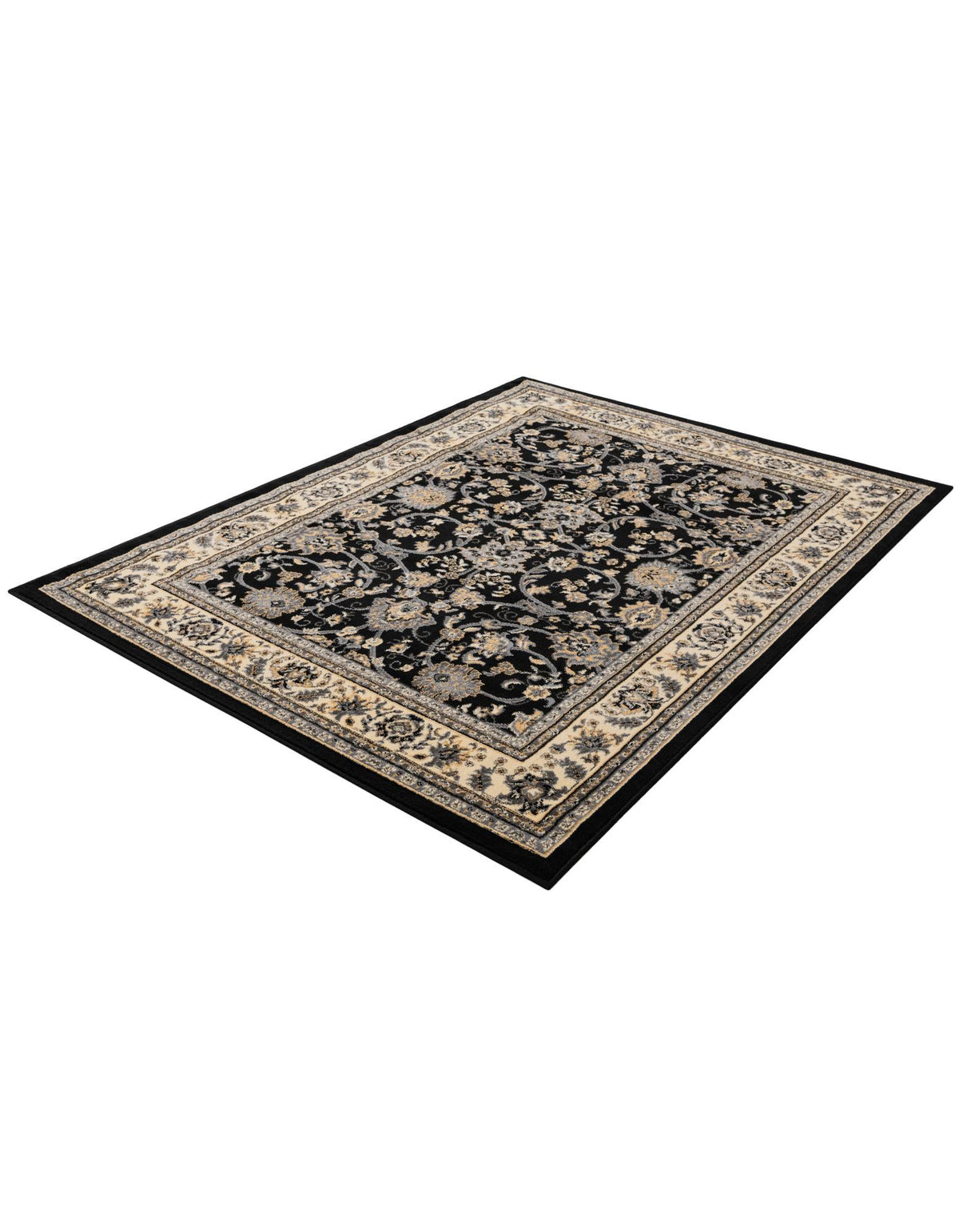 Isfahan Elegance Collection Area Rug - Naghsh-e Jahan (Black) Rectangle Black  lifestyle 27