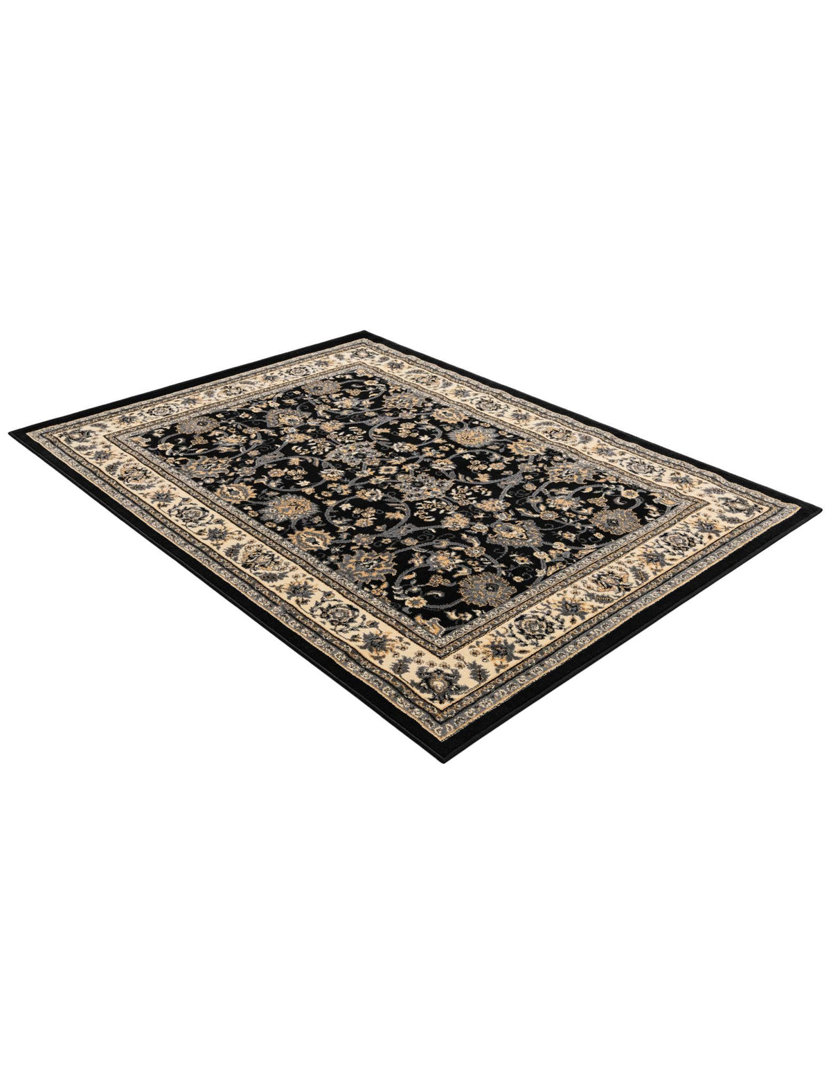 Isfahan Elegance Collection Area Rug - Naghsh-e Jahan (Black) Rectangle Black  lifestyle 28
