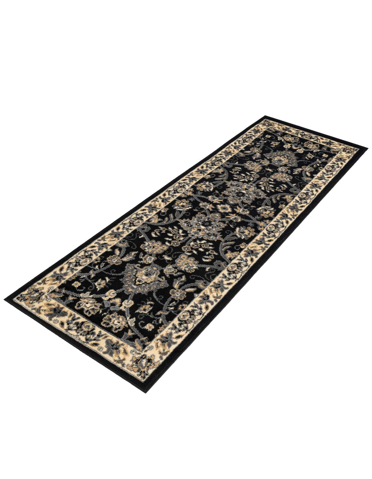 Isfahan Elegance Collection Area Rug - Naghsh-e Jahan (Black) Runner Black  lifestyle 62