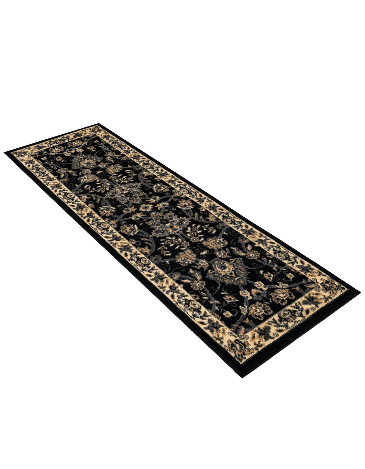 Isfahan Elegance Collection Area Rug - Naghsh-e Jahan (Black) Runner Black  lifestyle 63