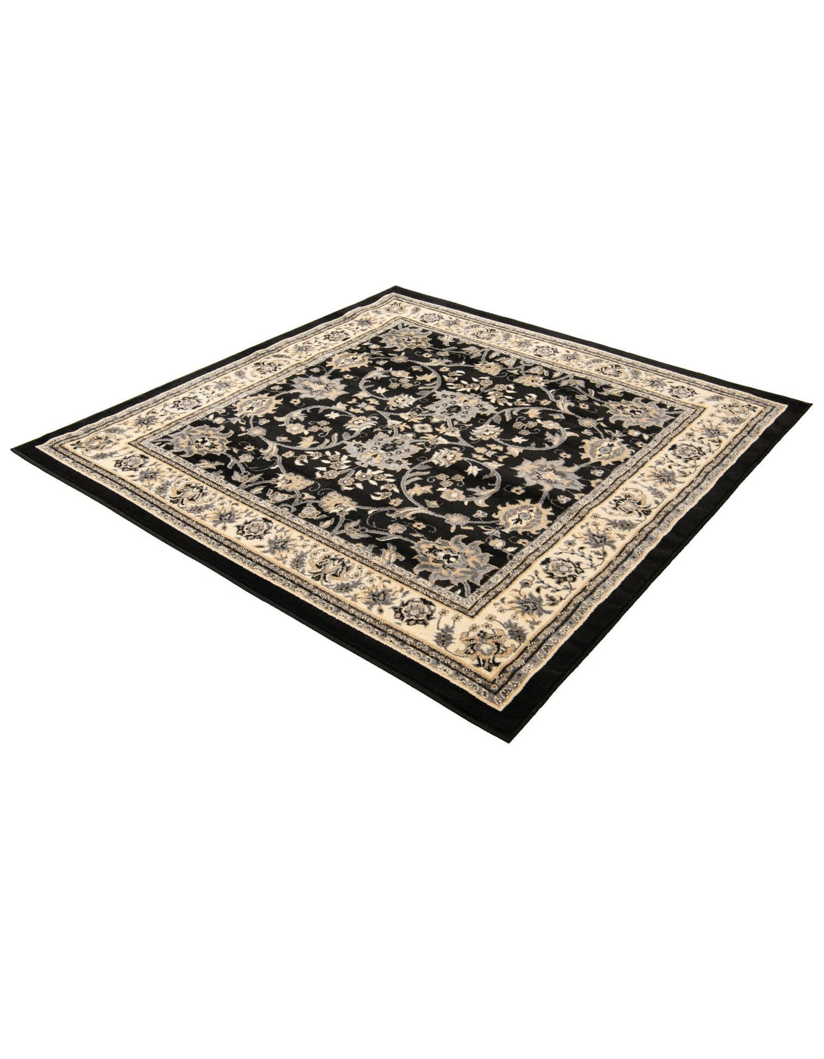 Isfahan Elegance Collection Area Rug - Naghsh-e Jahan (Black) Square Black  lifestyle 70