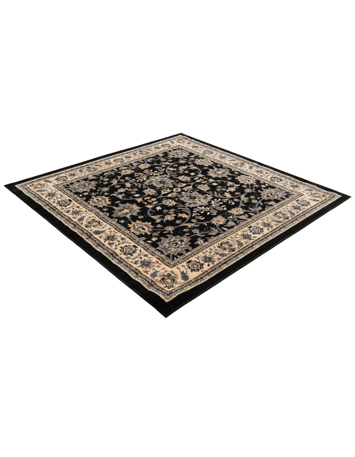 Isfahan Elegance Collection Area Rug - Naghsh-e Jahan (Black) Square Black  lifestyle 71