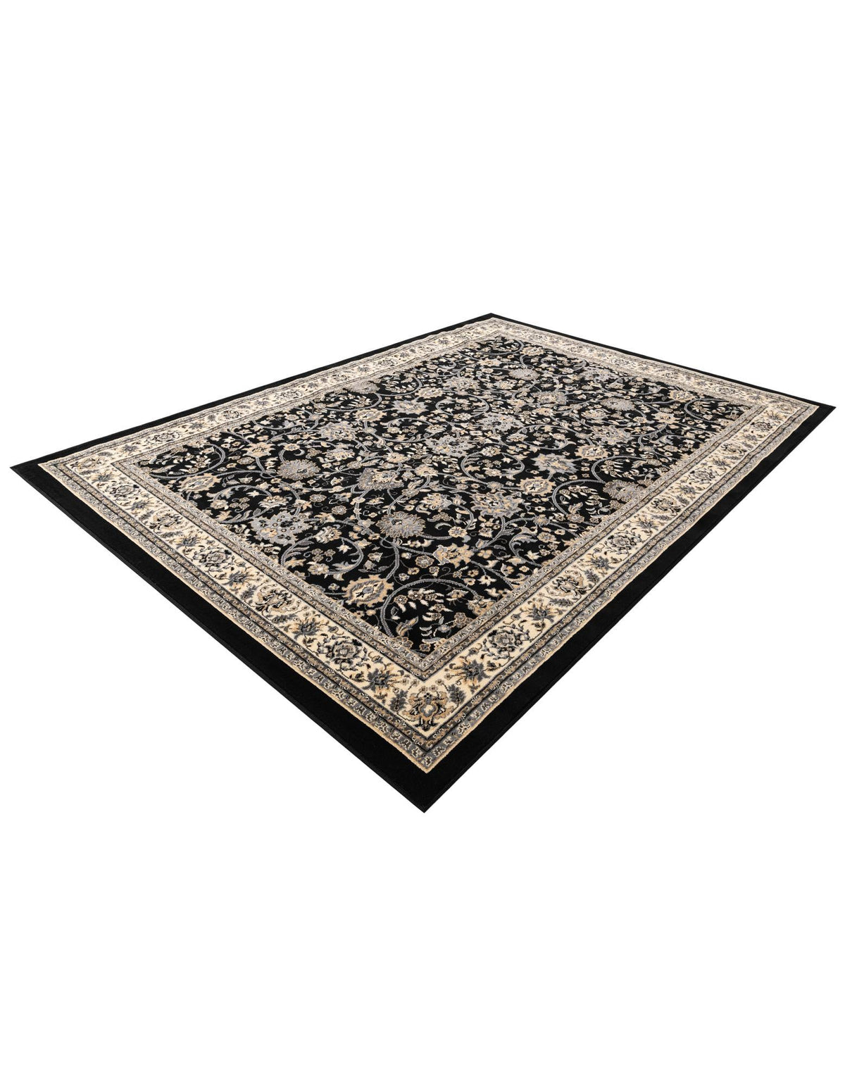 Isfahan Elegance Collection Area Rug - Naghsh-e Jahan (Black) Rectangle Black  lifestyle 9