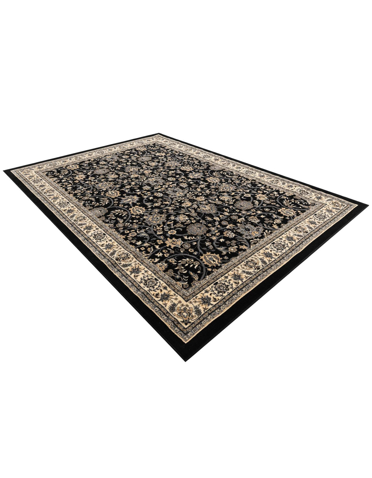 Isfahan Elegance Collection Area Rug - Naghsh-e Jahan (Black) Rectangle Black  lifestyle 10