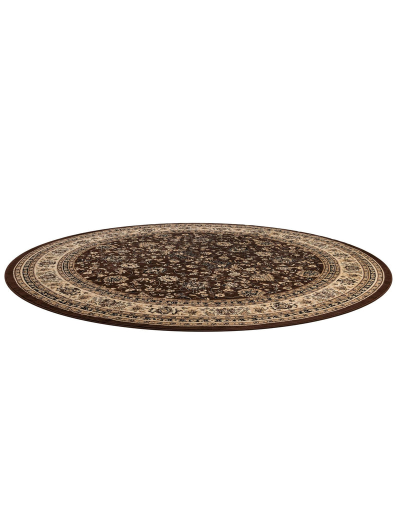Isfahan Elegance Collection Area Rug - Naghsh-e Jahan (Brown) Round Brown  lifestyle 23