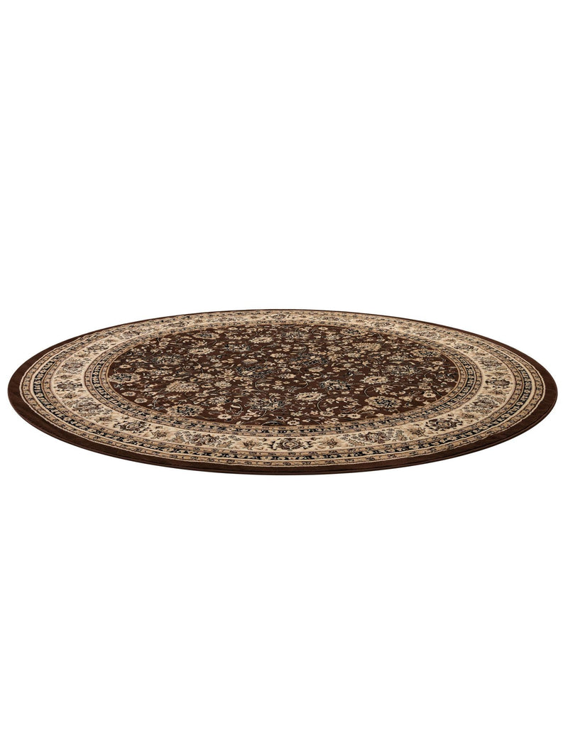 Isfahan Elegance Collection Area Rug - Naghsh-e Jahan (Brown) Round Brown  lifestyle 24