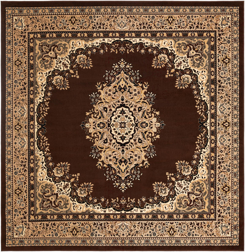 Tabriz Tapestry Collection Area Rug - Azerbaijan (Brown) Square Brown  lifestyle 43