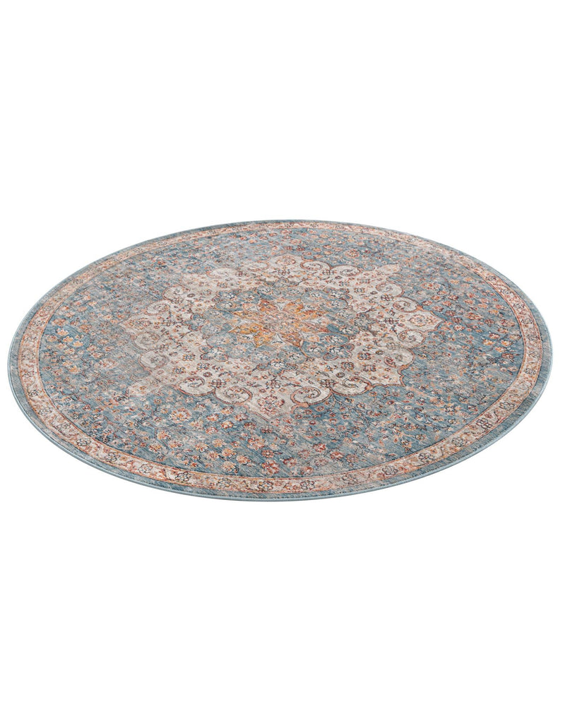Coastal Haven Collection Area Rug - Seabreeze (Blue) Round Blue  lifestyle 24