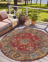 Patio Elegance Collection Area Rug -  Terrace Round Antique Red  lifestyle 34