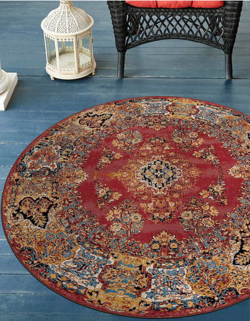 Patio Elegance Collection Area Rug -  Terrace Round Antique Red  lifestyle 43