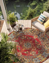 Patio Elegance Collection Area Rug -  Terrace Round Antique Red  lifestyle 52