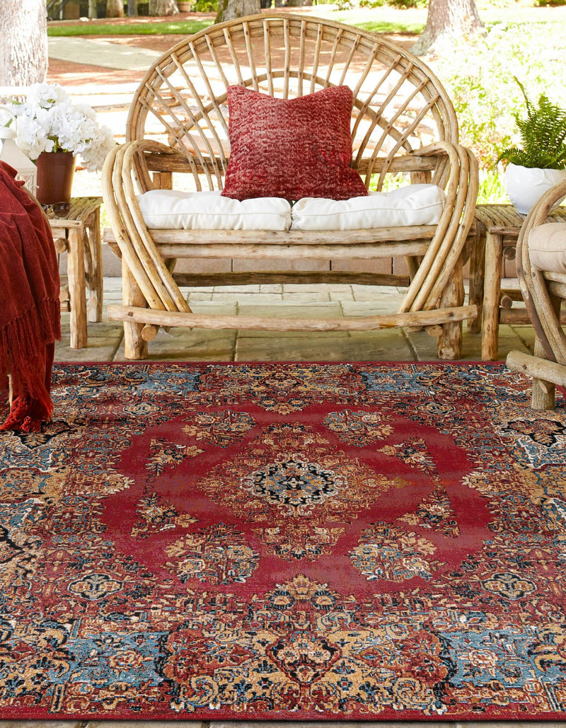 Patio Elegance Collection Area Rug -  Terrace Square Antique Red  lifestyle 36