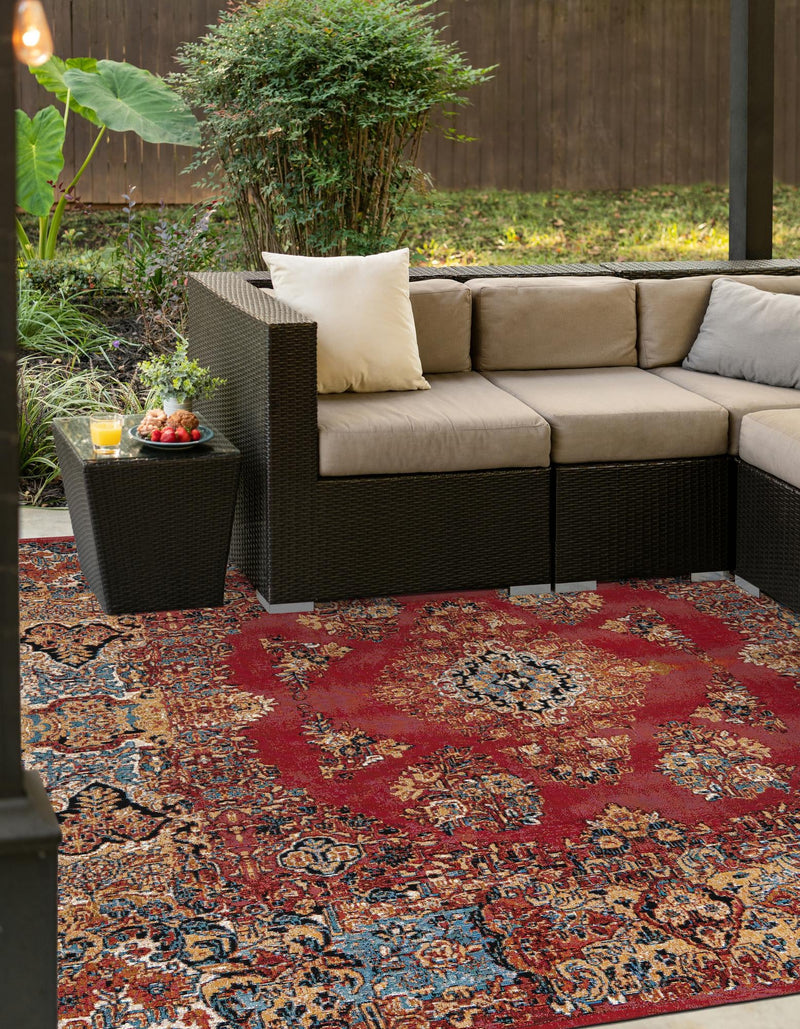 Patio Elegance Collection Area Rug -  Terrace Square Antique Red  lifestyle 42